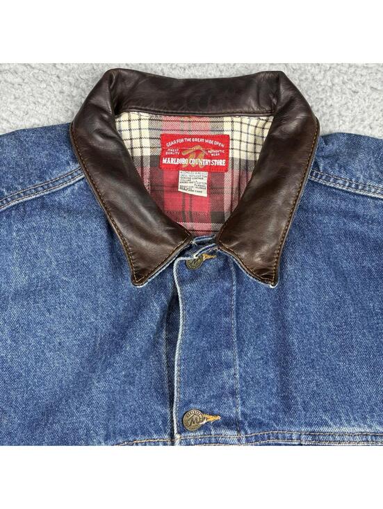 Vintage Marlboro Country Store Denim Trucker Jacket Mens XL 90s Tobacco Promo - Picture 2 of 15